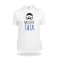 Biała koszulka z napisem Najlepszy tata -hipster