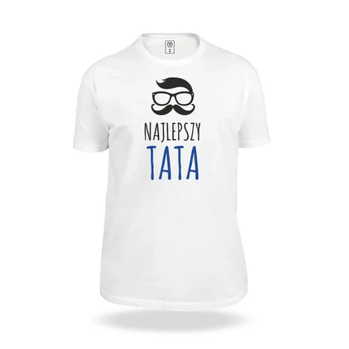 Biała koszulka z napisem Najlepszy tata -hipster
