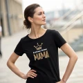 Czarna koszulka dla mamy z napisem Królowa domu MAMA na prezent na dzień mamy