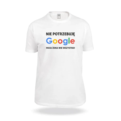 Biała koszulka Nie potrzebuję Google