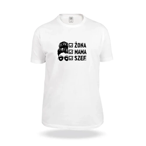 biala-koszulka-z-nadrukiem-zona-mama-szef