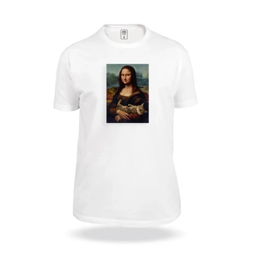 biala-koszulka-z-nadrukiem-mona-lisa-z-burym-kotem