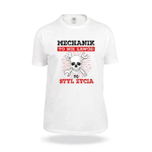 biala-koszulka-z-nadrukiem-mechanik-to-styl-zycia